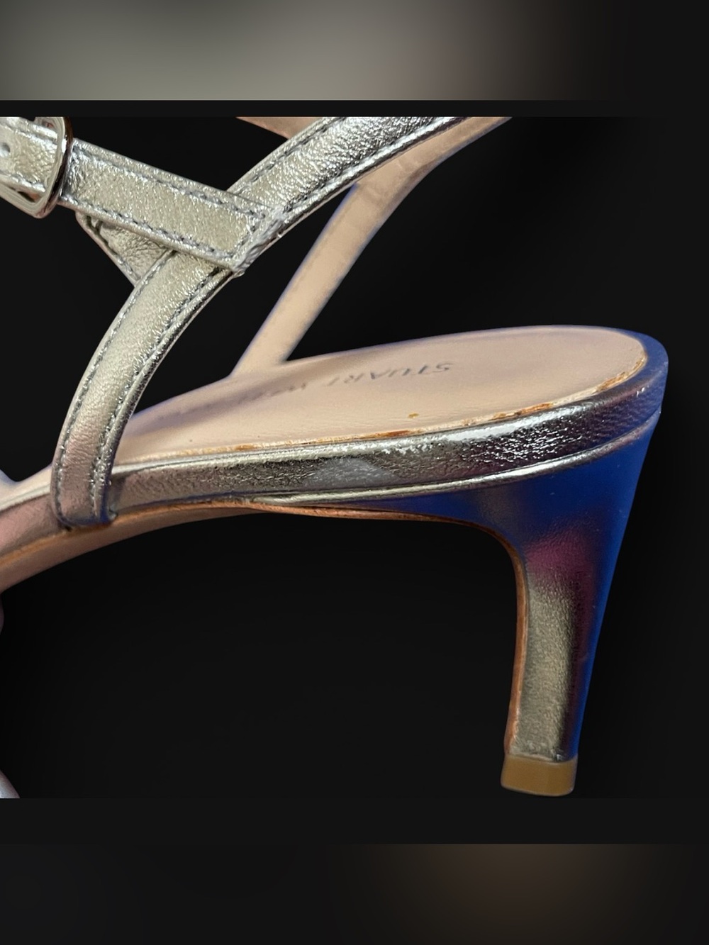 Stuart Weitzman Dancer Metallic Leather Stilletto Sandal - Picture 12 of 13